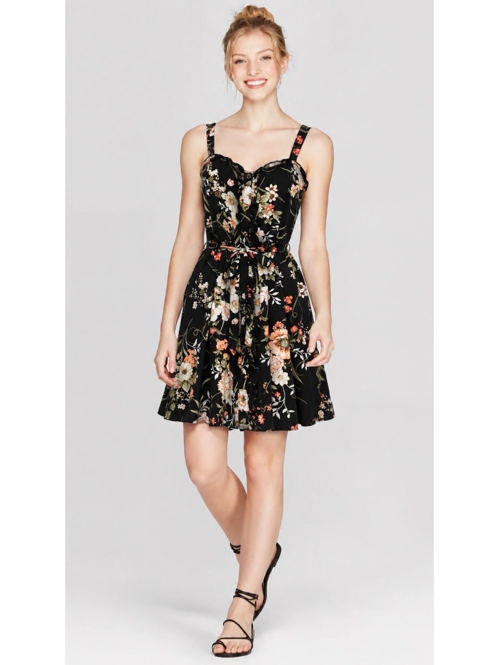 Xhilaration Floral Mini Dress with Tie Waist NWOT